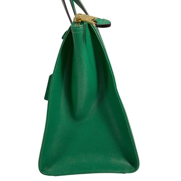 Ralph Lauren RLL Green Leather Structured Tote Shoulder Bag w/ Bag Charm/Fob EUC - Picture 5 of 13